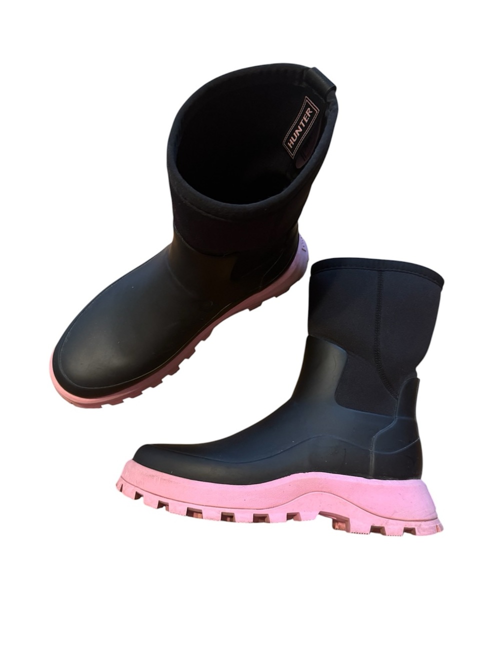 Hunter Women’s Black Waterproof Boots with Pink Sole size 9 in great condition
